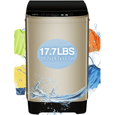 GGTB Portable Washing Machine for Apartments, 17.7 lbs Full Automatic Clothes Washer Machine,1.9 Cu.ft Top Load Washer with 10 Wash Programs/8 Water Levels, Coffee Gold