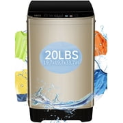 GGTB Portable Washing Machine for Apartments, 20 lbs Full Automatic Clothes Washer Machine,1.9 Cu.ft Top Load Washer with 10 Wash Programs/8 Water Levels, Coffee Gold