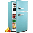 thumbnail image 1 of GGTB 3.0 cu.ft Retro Compact Refrigerator, Double Door Fridge with Freezer, Adjustable Thermostat & Glass Shelves for Dorm, Bedroom, Apartment, Office, Mint Blue, 1 of 7