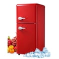 thumbnail image 1 of GGTB 3.0 cu.ft Mini Fridge with Freezer, Compact Double Door Refrigerator, 7-Temp Settings, Removable Shelves for Dorm, Apartment, Office, Red, 1 of 8