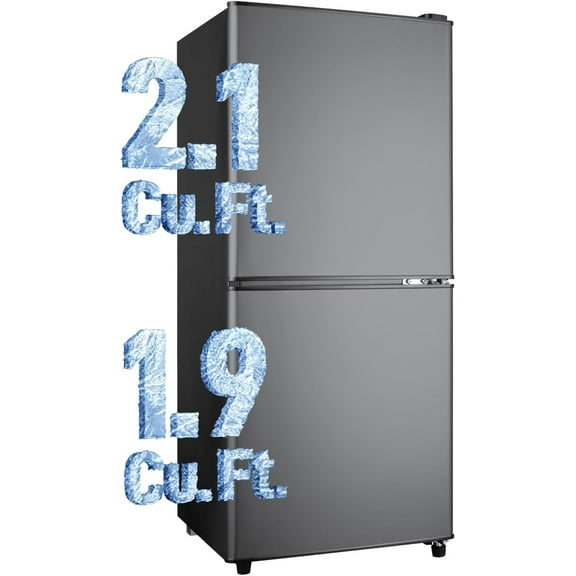GGTB 4.0 Cu.Ft 2-Door Mini Fridge with Bottom Freezer - 7 Adjustable Temp Dorm Apartment Office Low Noise Refrigerator, Black