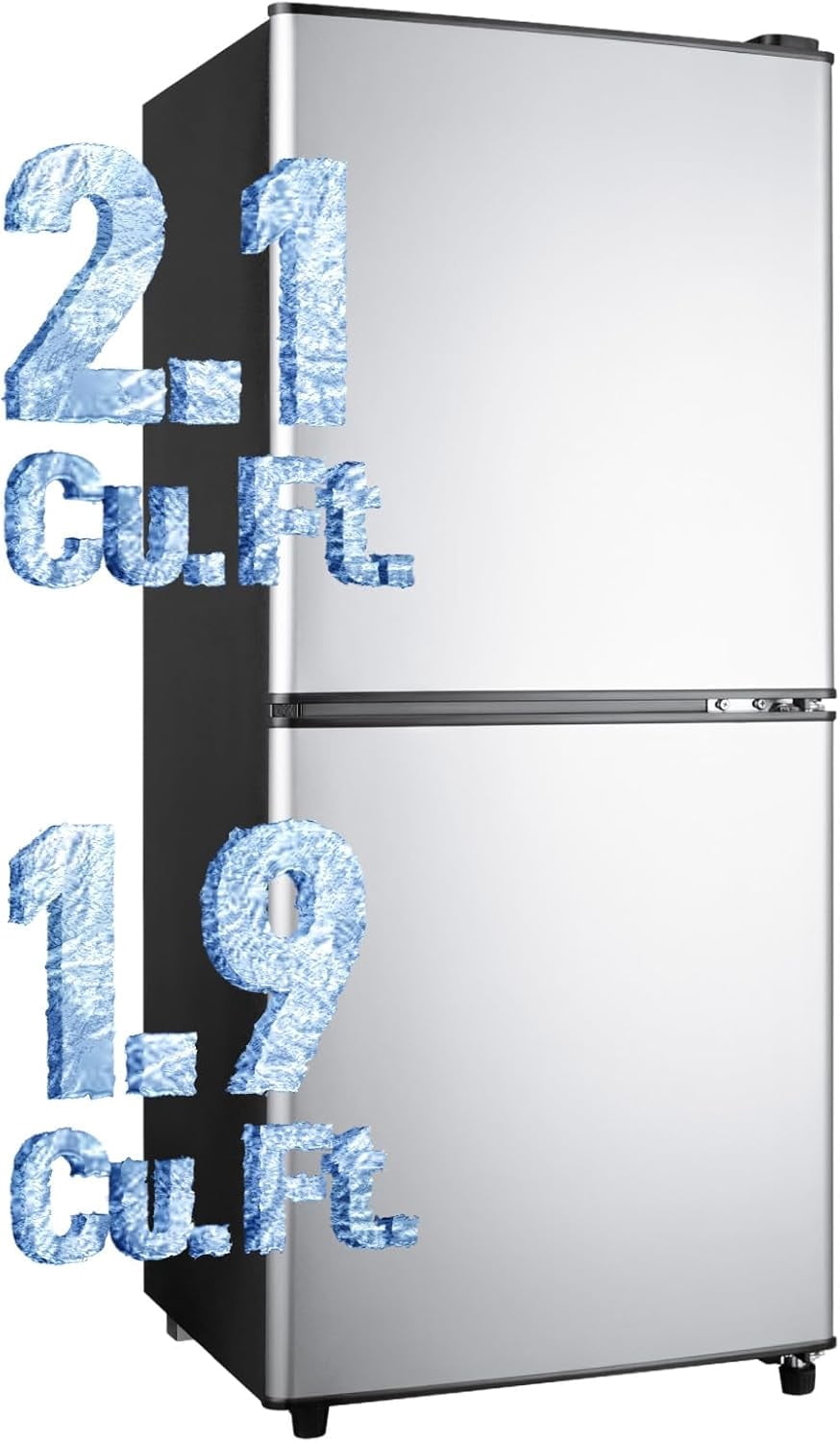 GGTB 4.0 Cu.ft 2-Door Mini Fridge with Bottom Freezer, 7 Temperature Settings, Compact Refrigerator for Dorm Apartment Office, Silver