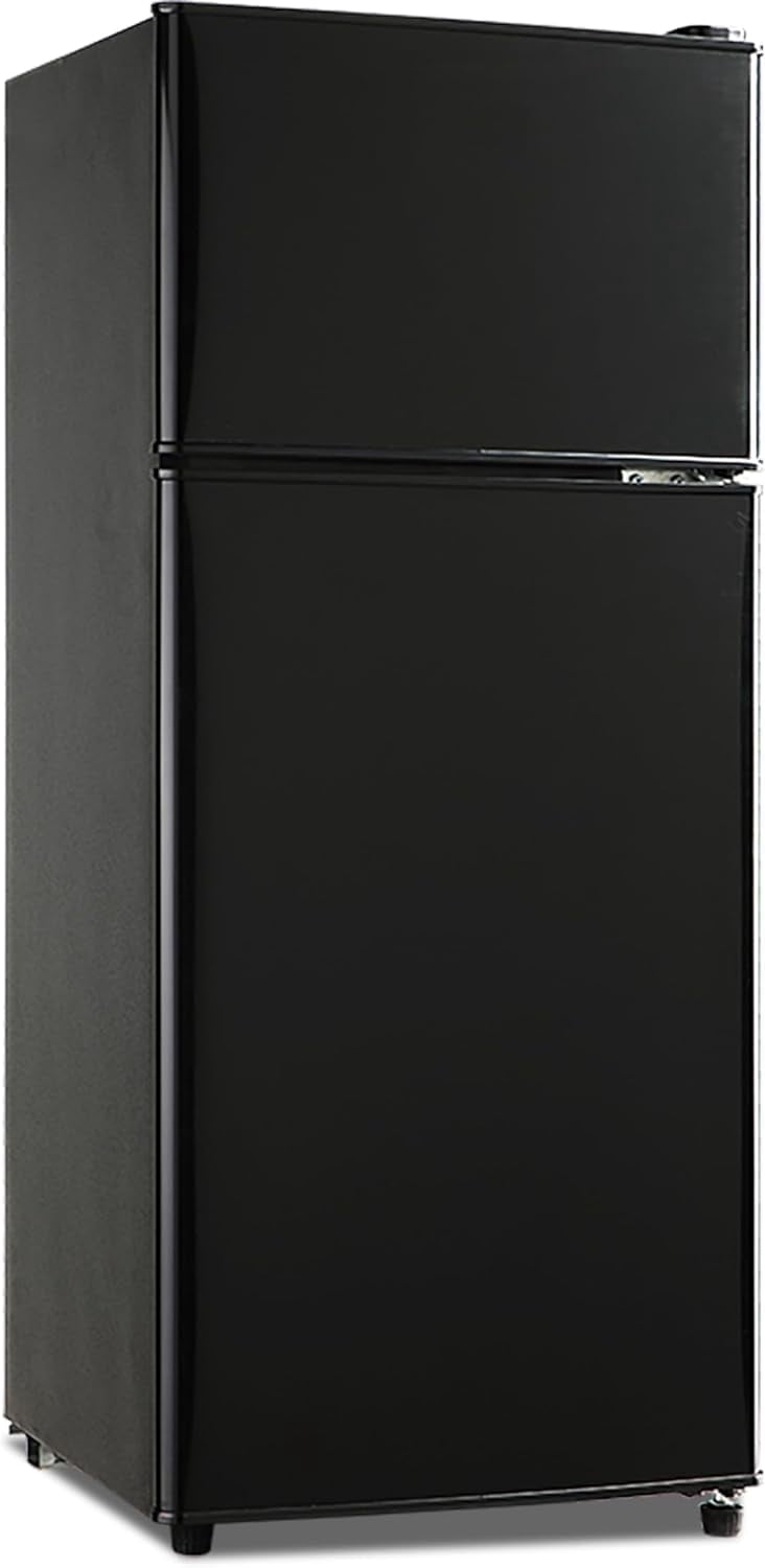 GGTB 3.5 Cu.ft 2-Door Mini Fridge with Freezer, Compact Refrigerator for Apartment Dorm Office Garage, Black