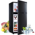 thumbnail image 1 of GGTB 3.0 Cu.ft Retro Compact Two Door Refrigerator, Mini Fridge with Freezer Compartment, Reversible Doors, Removable Shelves, Black, 1 of 12