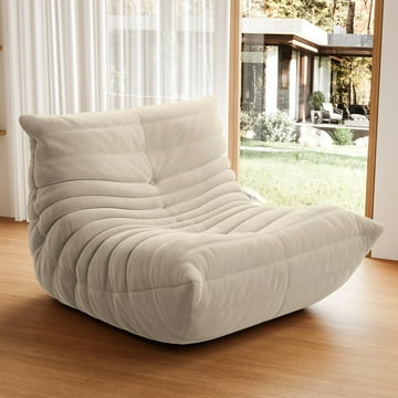 GGUG Memory Foam Lazy Sofa, Comfortable Back Support Floor Chair, Comfy for Reading Game Meditating , Mohai White