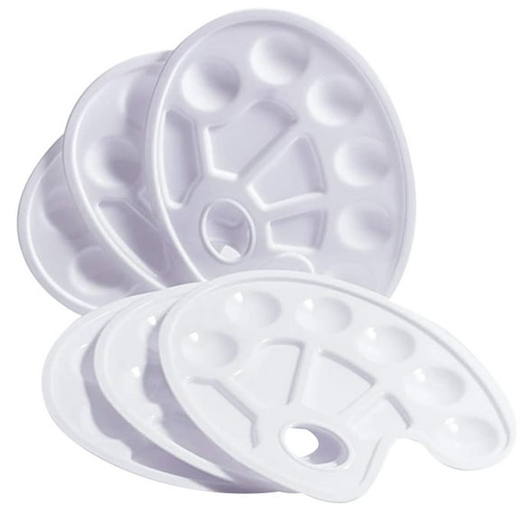 GGdda Plastic Color Palette 6 Pcs Paint Palettes with Hole Premium Plastic Paint Pallets Diy Craft Professional Art Acrylic Painting Palettes Washable Office Supplies