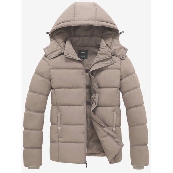 GGleaf Men's Hooded Winter Coat Warm Puffer Jacket Thicken Quilted Jacket khaki X-Large