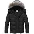 thumbnail image 1 of GGleaf Men's Puffer Coat Thickened Padded Winter Jacket Hooded Parka with Detachable Hood Black M, 1 of 7