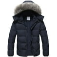thumbnail image 1 of GGleaf Men's Puffer Coat Thickened Padded Winter Jacket Hooded Parka with Detachable Fur Hood Navy XXL, 1 of 7