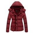 thumbnail image 1 of GGleaf Women's Hooded Warm Winter Coat Plus Size Thicken Puffer Jacket with Removable Hood Burgundy Red 1X, 1 of 6