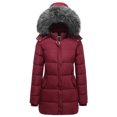 thumbnail image 1 of GGleaf Women's Plus Size Winter Thicken Puffer Coat Warm Snow Jacket with Fur Removable Hood Burgundy Red 4X, 1 of 7