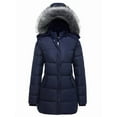 thumbnail image 1 of GGleaf Women's Plus Size Winter Thicken Puffer Coat Warm Snow Jacket with Fur Removable Hood Navy 5X, 1 of 9