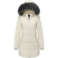 thumbnail image 1 of GGleaf Women's Winter Coat Thicken Puffer Jacket Down Alternative Warm Outwear with Faux Fur Removable Hood Beige, XX-Large, 1 of 7