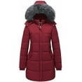 thumbnail image 1 of GGleaf Women's Winter Coat Thicken Puffer Jacket Down Alternative Warm Outwear with Faux Fur Removable Hood Burgundy Red, Medium, 1 of 7