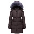 thumbnail image 1 of GGleaf Women's Winter Thicken Puffer Coat Warm Snow Jacket with Fur Removable Hood Coffee Small, 1 of 9