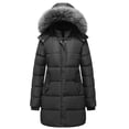 thumbnail image 1 of GGleaf Women's Winter Thicken Puffer Coat Warm Snow Jacket with Fur Removable Hood Dark Grey Large, 1 of 9
