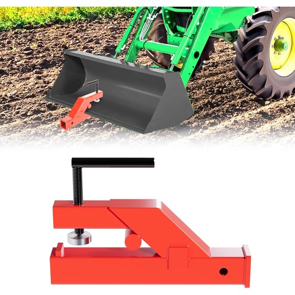 GGsum Clamp On Trailer Hitch 2" Ball Tractor Mount Receiver Hitch Mount Adapter Compatible with Deere Bobcat Tractor Bucket