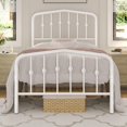 thumbnail image 1 of GGsum Twin Platform Bed Frame, Victorian Crown Headboard, 450lb Capacity, 13" Under-Bed Space, No Box Spring Needed, White, 1 of 9