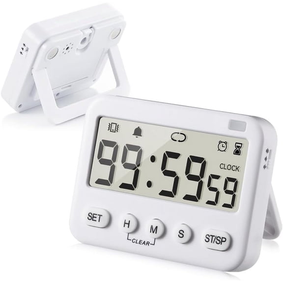 GH 99 Hours Digital Timer, Silent, Sound, Vibriting, Countdown, Count Up, Loop, Alarm, Clock, Small Timer for Study, Classroom, Office, Meditation, Lab, Sleep, Desk