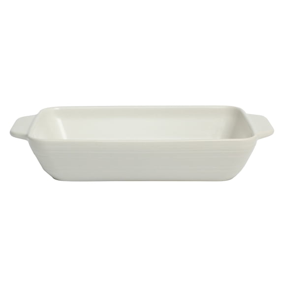 GH BEACHMONT - 4 QT BAKER - WHITE - RECT - SPECKLE - STONEWARE - WHS RM