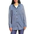 thumbnail image 1 of GH Bass & Co. Women's Long Sleeve Button Down Cozy Shirt (Blue, Large), 1 of 3