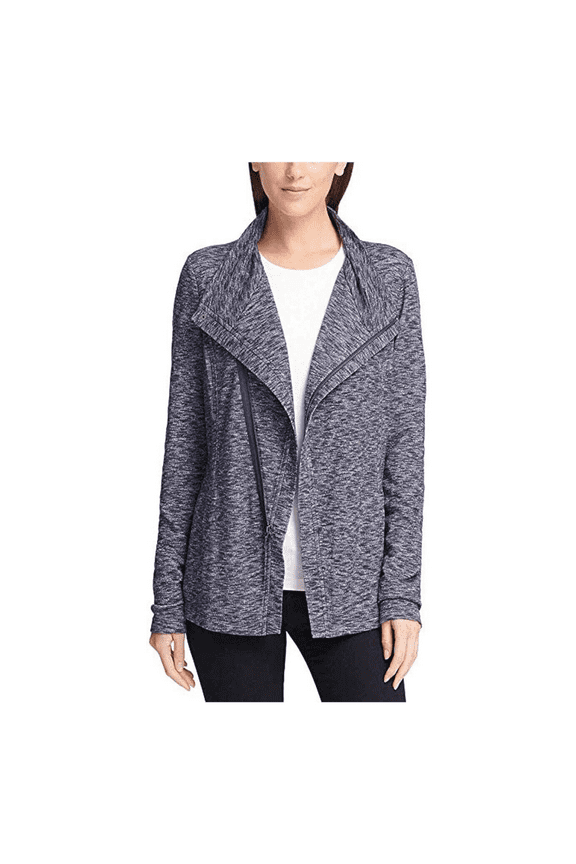 GH Bass Ladies' Knit Zip Asymmetrical Cardigan, Small, Navy