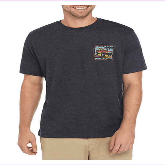 GH Bass Men's Regular fit Graphic Crewneck Short Sleeve Tee L/Navy Blazer HTR