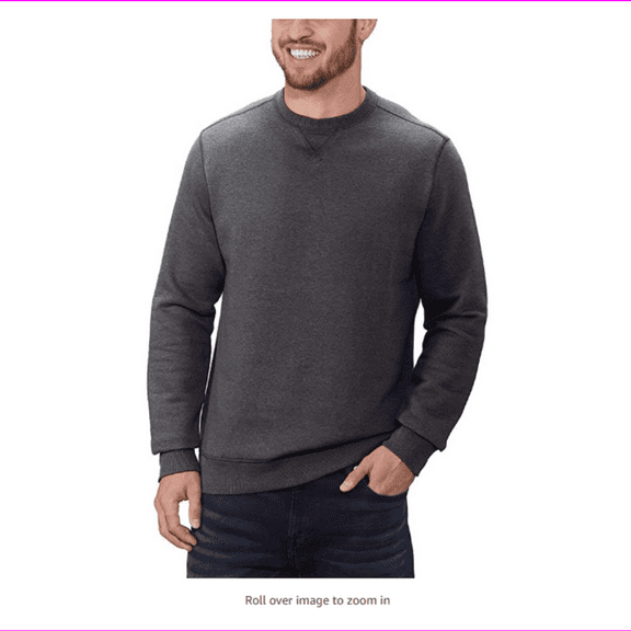 GH Bass Mens Pullover Crew Neck Sweatshirt Basic  ,BLACK HEATHER , Sz (L)