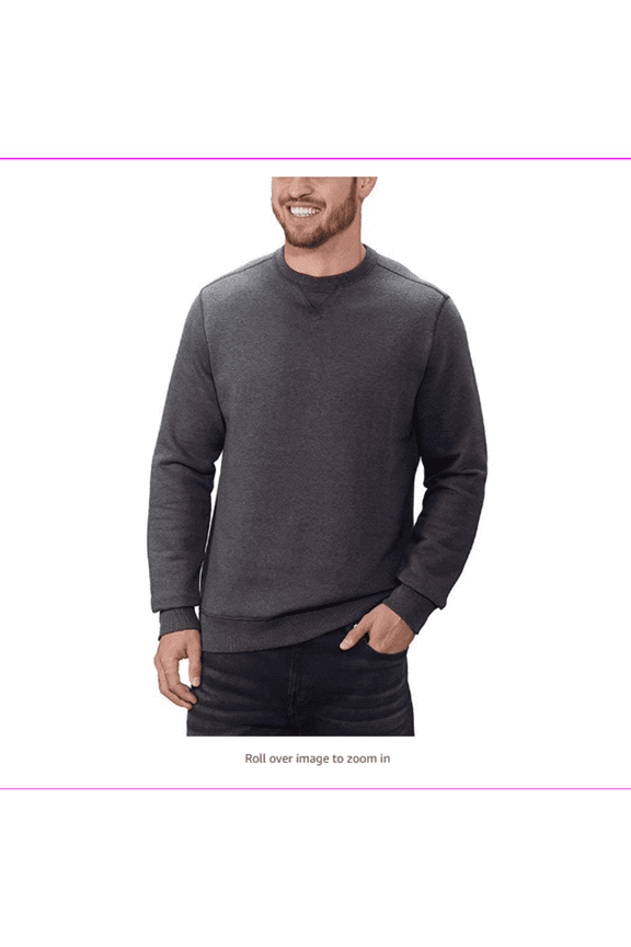 GH Bass Mens Pullover Crew Neck Sweatshirt Basic ,BLACK HEATHER , Sz (L)