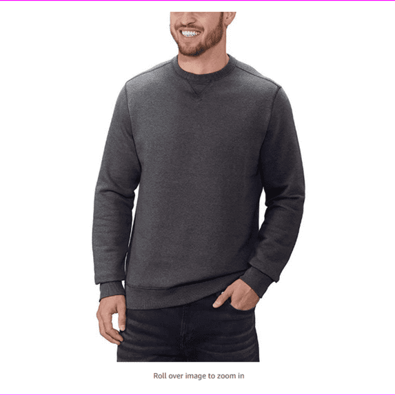 GH Bass Mens Pullover Crew Neck Sweatshirt Basic ,BLACK HEATHER , Sz (L)