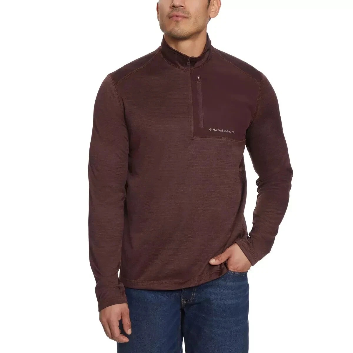 G.H. Bass & Co. Men's Mixed Media Pullover Sweater - Nylon Knit Top