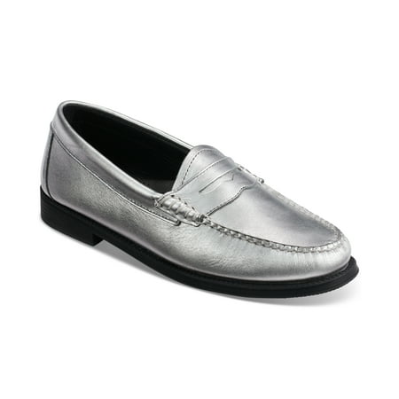 GH Bass Womens Whitney Easy Weejun Lo Silver Metallic 6M