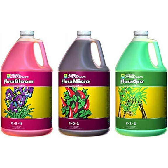General Hydroponics Flora Grow, Bloom, Micro Combo Fertilizer set, 1 Gallon (...