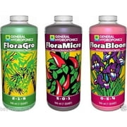 GH Flora Series General Hydroponics 32oz Quarts Trio FloraMicro FloraGrow FloraBloom, 1 Set of 3