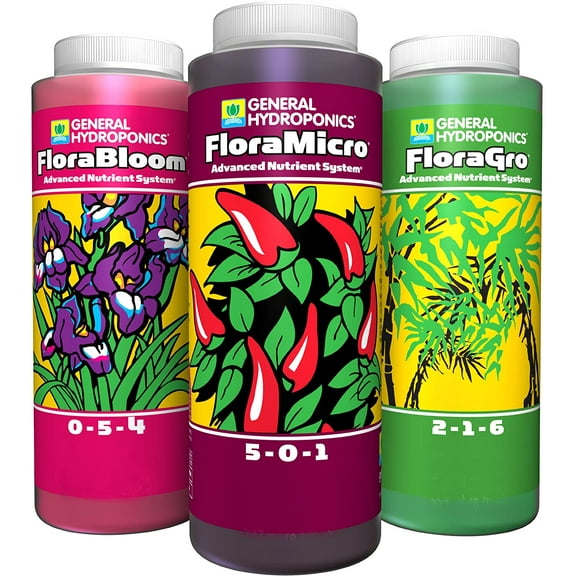 GH General Hydroponics Flora Series: FloraGro, FloraBloom, FloraMicro 16oz