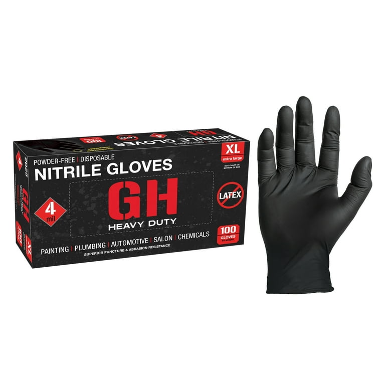 GH Heavy Duty Nitrile Gloves, Latex & Powder Free, 4mil 