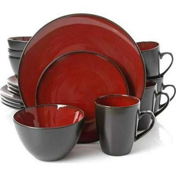 GH SoHo Lounge Round Dinnerware, Red - 16 Piece