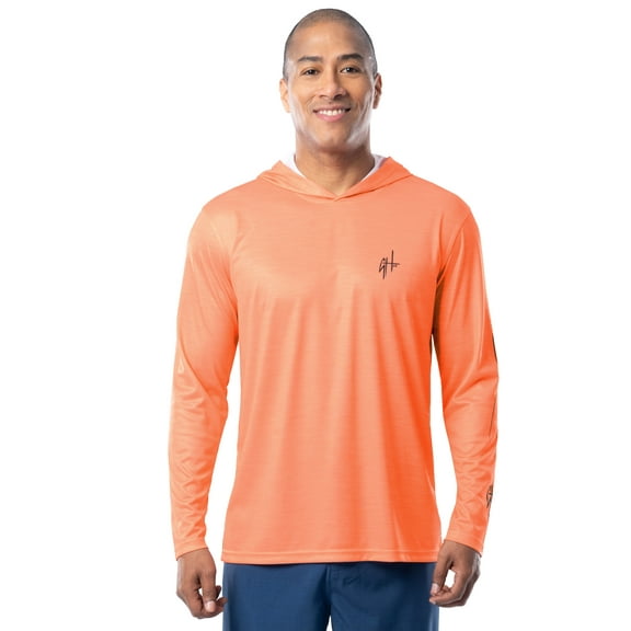 GH by Guy Harvey Men's Long Sleeve Performance Fishing Graphic Hoodie, Papaya Punch, 2XL