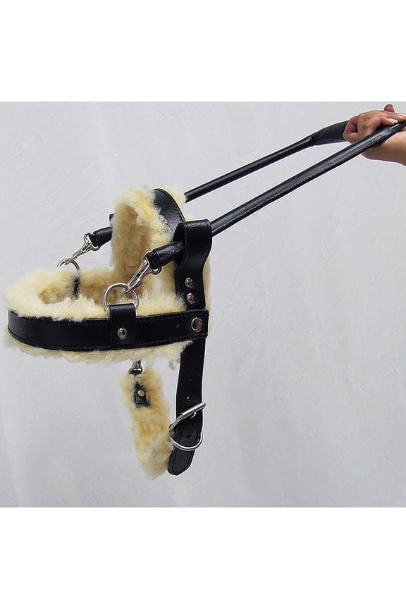 GH106-F HILASON BLACK GENUINE LEATHER X LARGE ASSISTANCE DOG HARNESS WITH HANDLE