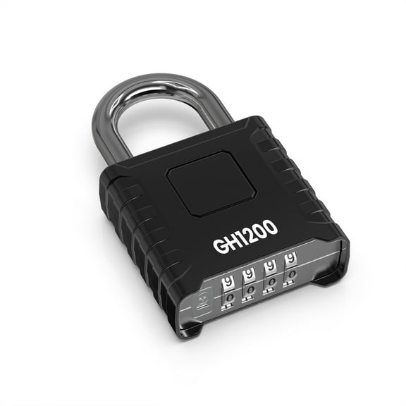 GH 1200 Heavy-Duty Combination Padlock, 52mm Lock, Keyless Push-Button, 4-Digit Code, Combo Lock for Indoor & Outdoor Use, Anti-Pick Gym Lock, Perfect Gate Locks for Outdoor Fence, Offices, & More