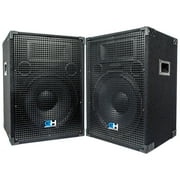 GH15L - Pair of Passive 15 Inch 2-Way PA/DJ Loudspeaker Cabinets - 800 Watt each Full Range PA/DJ Band Live Sound Speakers