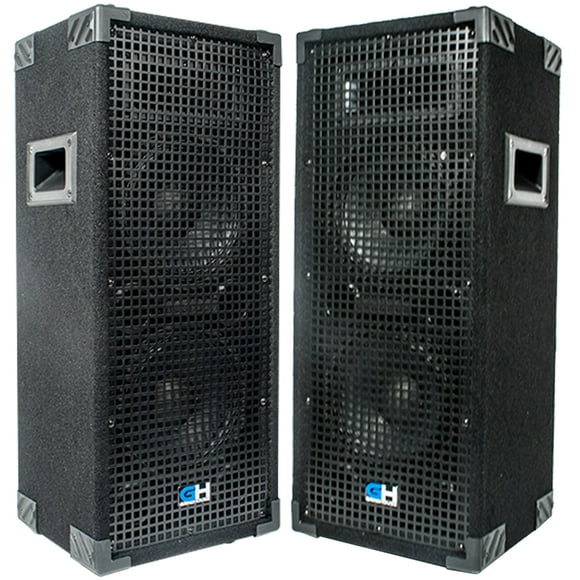 GH28 - Pair of Passive Dual 8 Inch 2-Way PA/DJ Loudspeaker Cabinets - 900 Watt Full Range PA/DJ Band Live Sound Speakers