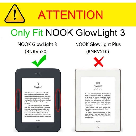 GHDSEEDEHG-Fintie SlimShell Case for Nook GlowLight 3, Ultra Thin and Lightweight PU Leather Protective Cover for Barnes and Noble Nook GlowLight 3 eReader 2017 Release Model BNRV520, Black