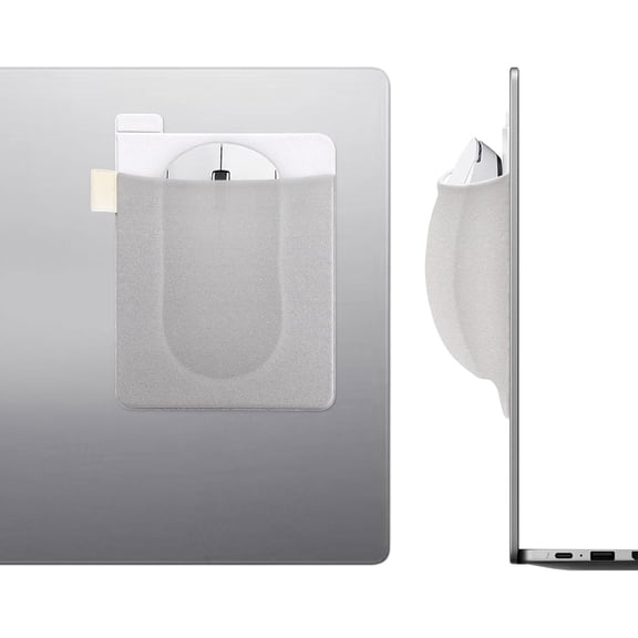 GHDYYPPDEHG-2 Pack Stick on Mouse Holder for Laptop, Widened Mouse Pouch Slim Pocket with Adhesive, No Glue Residue, Elastic Sleeve for Wireless Mouse, Hard Drive, Pen, Grey