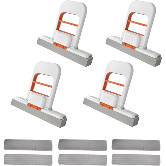 GHDYYPPDEHG-4+6 Self Squeezing Mini Mop, Orange Small Sponge Mop, Wet and Dry Use Cleaning System, Foldable Desktop Mop, One-Hand Squeeze Handle and Replaceable Head