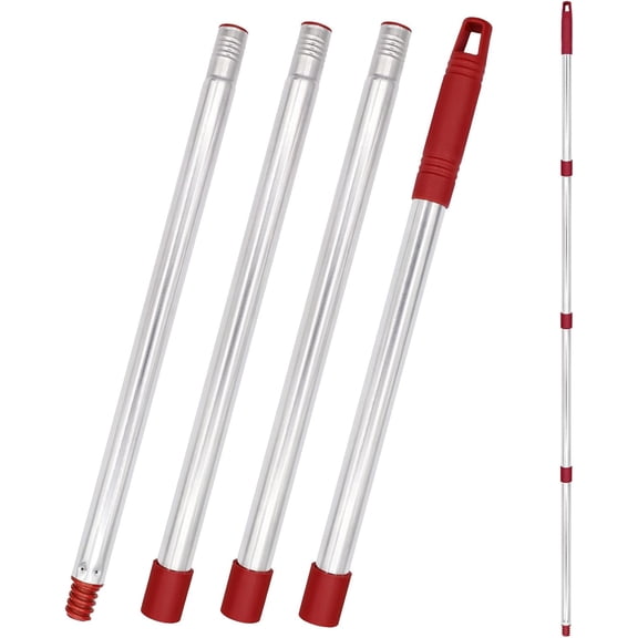 GHDYYPPDEHG-4-Section Spin Mop Handle Replacement, 30 to 58 inch Stainless Steel Handle Easy Install, Resistant to Deformation, American Threaded Joint, Compatible with O-Ceda Spin Mop Easy Wring Spi