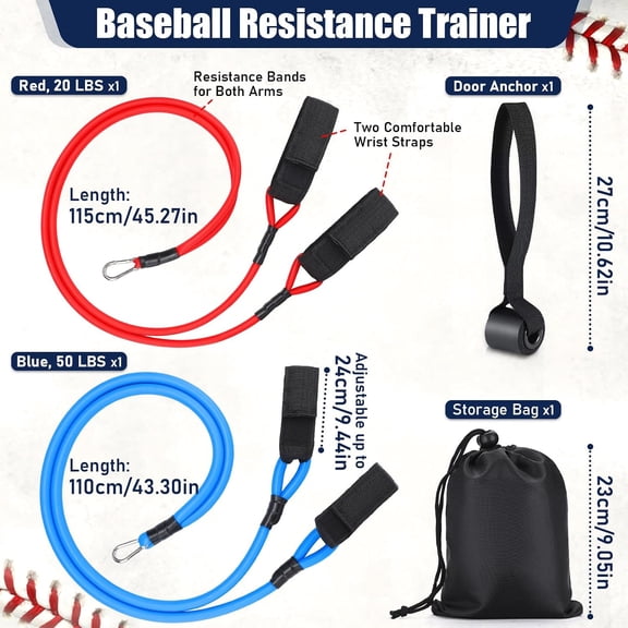 GHDYYPPDEHG-4PCS Baseball Exercise Bands with Interchangeable Grips, Baseball Resistance Trainer for Pitching & Throwing, Training Aid for Baseball Softball Pitchers to Build Arm Strength, Warm-Up