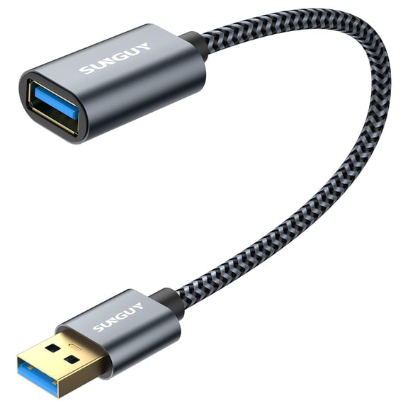 GHDYYPPDEHG-5Gbps USB 3.0 Extension Cable, 1FT USB A Male to Female Extender Cord, Braided High Data Transfer Compatible with Xbox, Hard Drive, Webcam, USB Keyboard, Mouse, Flash Drive, Oculus VR