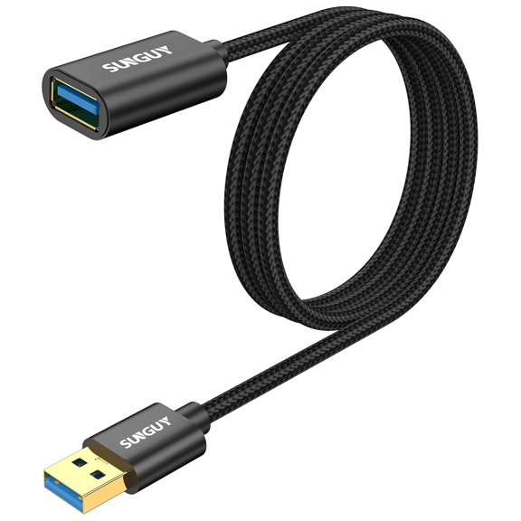 GHDYYPPDEHG-5Gbps USB 3.0 Extension Cable, 3FT USB A Male to Female Extender Cord, Braided High Data Transfer Compatible with Xbox, Hard Drive, Webcam, USB Keyboard, Mouse, Flash Drive, Oculus VR, Bl