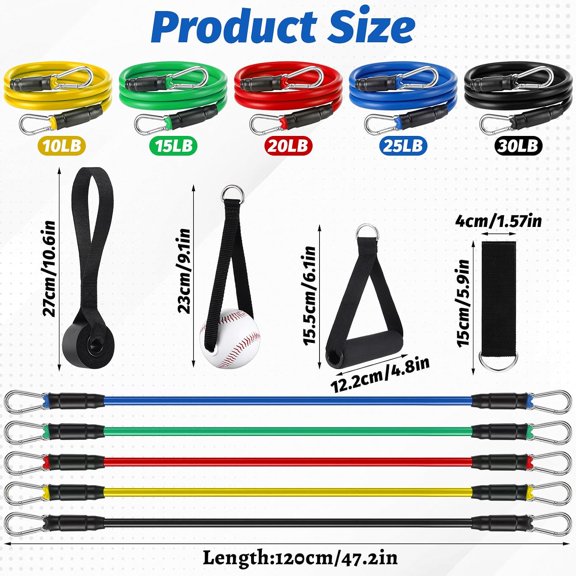 GHDYYPPDEHG-5Pcs Baseball Exercise Bands with Interchangeable Grips, Baseball Resistance Trainer Stretching Bands for Pitching & Throwing, Training Aid for Baseball Softball Pitchers to Build Arm Str